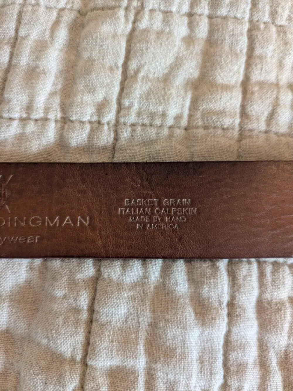 Martin Dingman Countrywear Brown Basket Grain Leather Belt Men's Size 36 USA.